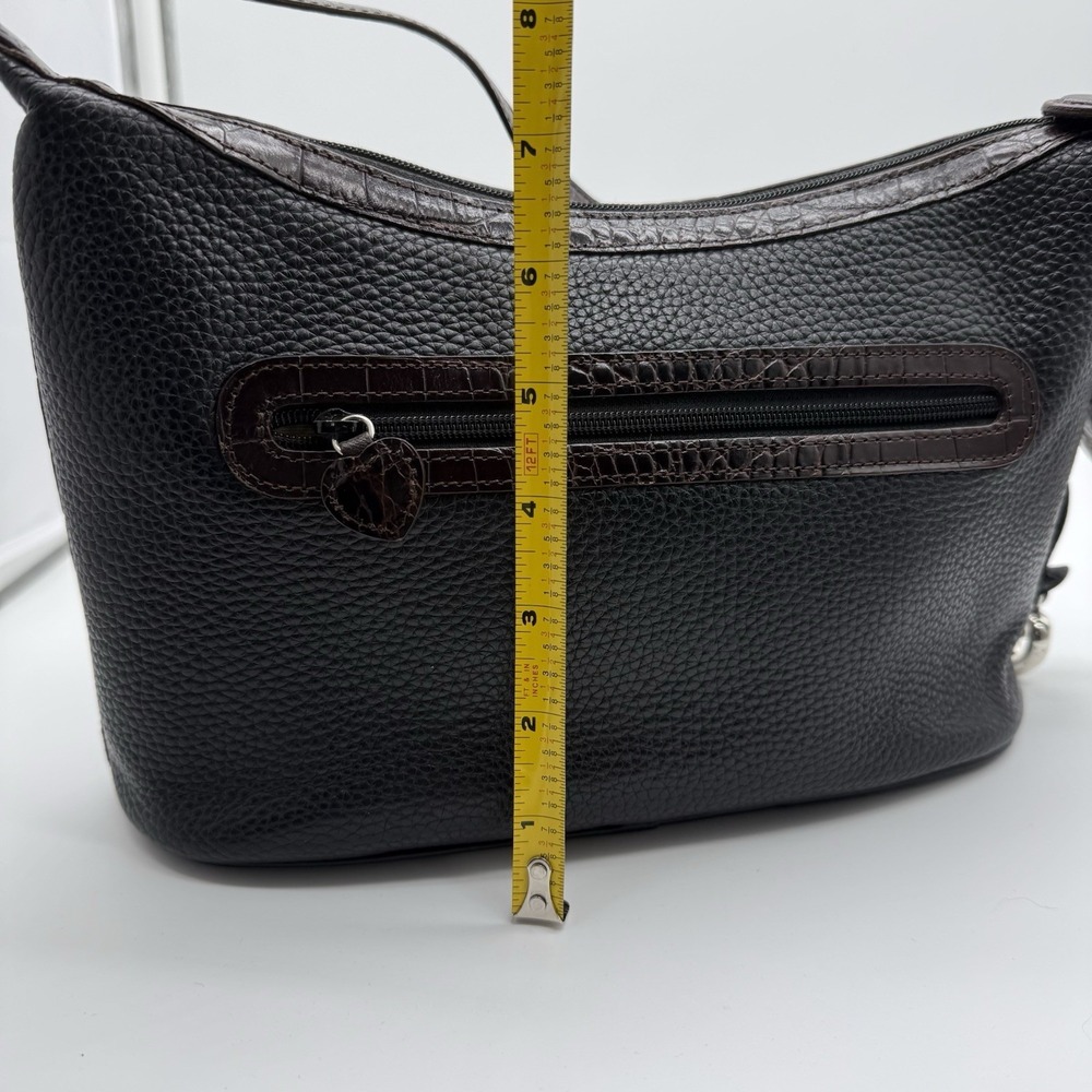 Brighton Shoulder Bag Black Pebble Leather & Brown Croc Purse Vintage - Picture 3 of 7